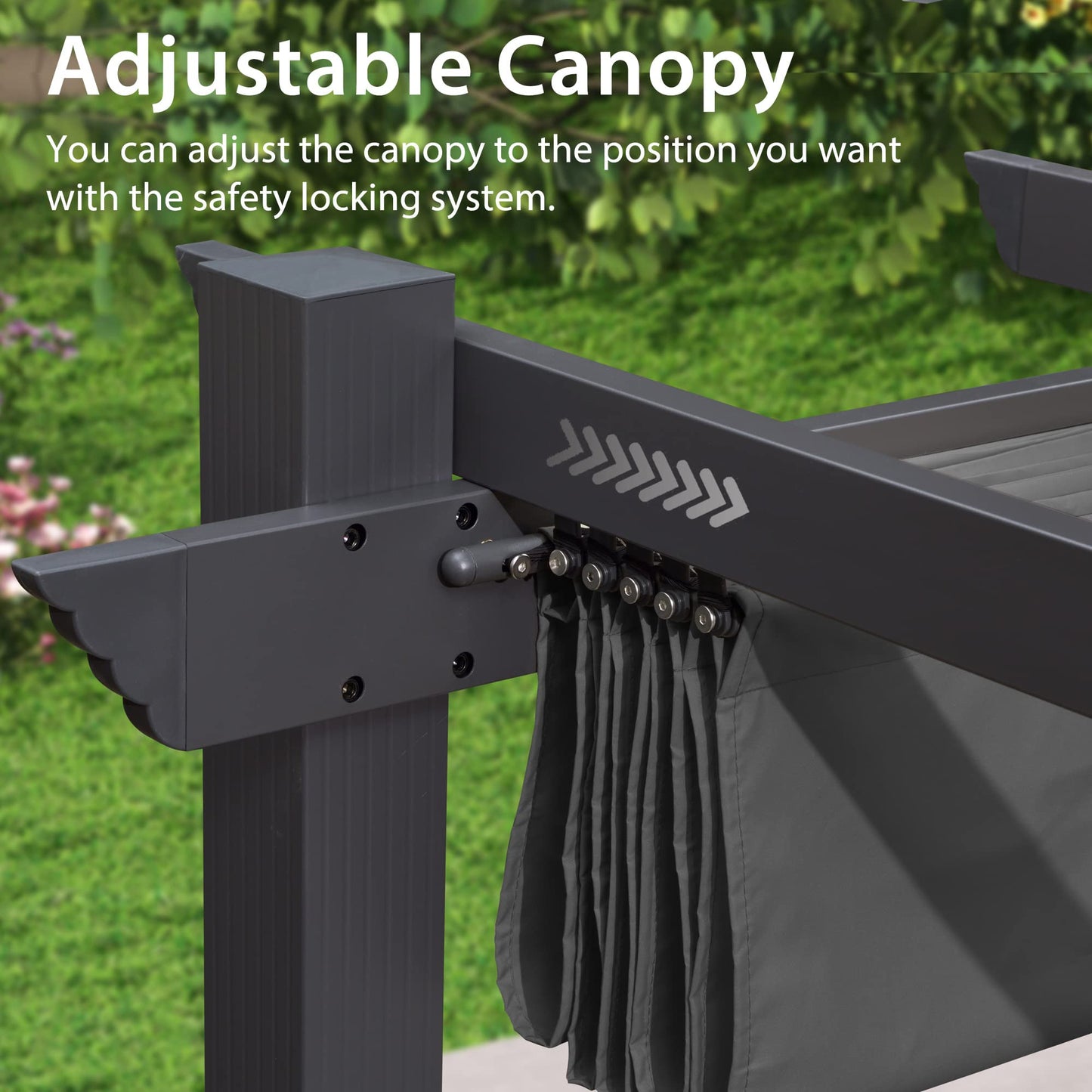 PURPLE LEAF 12' X 18' Outdoor Pergola with Retractable Canopy Aluminum Shelter for Porch Garden Sun Shade Beach Pavilion Grape Trellis Grill Gazebo Modern Backyard Deck Metal Patio Pergola Gray