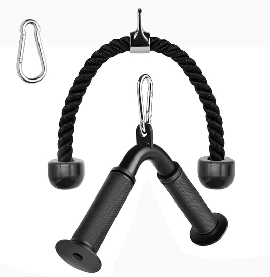 Lovind Tricep Pull Down Attachment,Bigger V Bar Attachment ,Tricep Rope Cable Machine Attachment, Cable Machine Accessories with Upgrated Grip for Home Gym Equipment (Tricep V Bar&Rope)