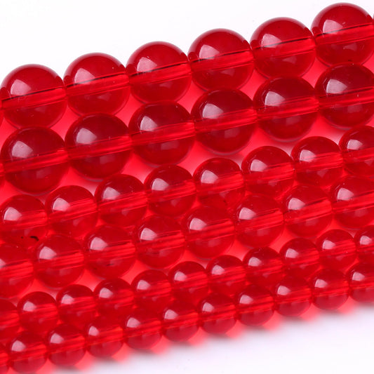 10MM Garnet Red Glass Round Loose Beads Natural Gem Beads Crystal Energy Stone Beads for Jewelry Making DIY Bracelet Necklace