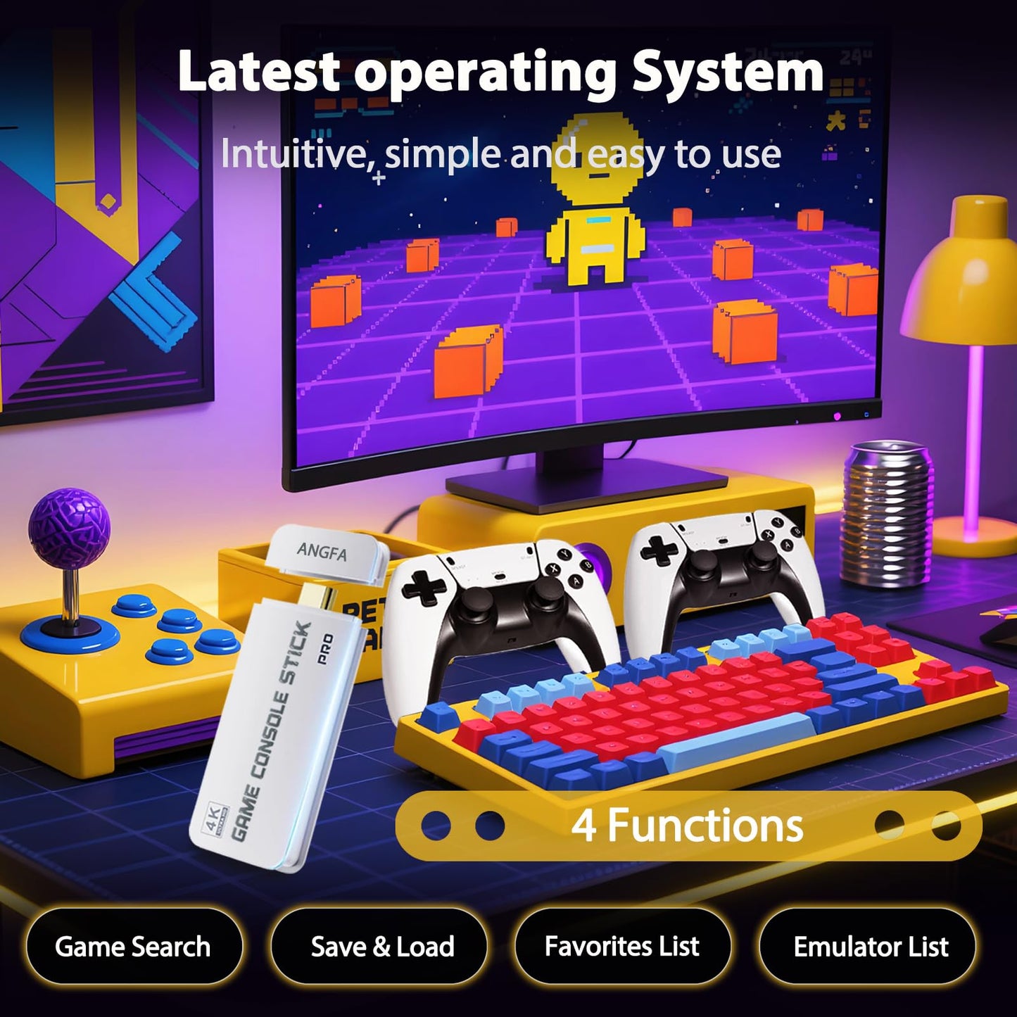 Wireless Retro Game Console Built-in 20000+ Games and 23 Emulators, 2025 New Plug & Play Retro Gaming Console with 4K Output & Dual 2.4G Controllers, Games Nostalgic Stick (64GB)