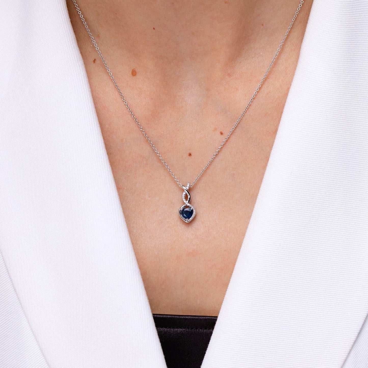 Angara Natural Blue Sapphire Pendant for Women | Heart-Shaped Blue Sapphire Infinity Pendant with Diamond Accents in Yellow Gold | September Birthday, Anniversary, Gemstone Jewelry Gift | A | 4mm