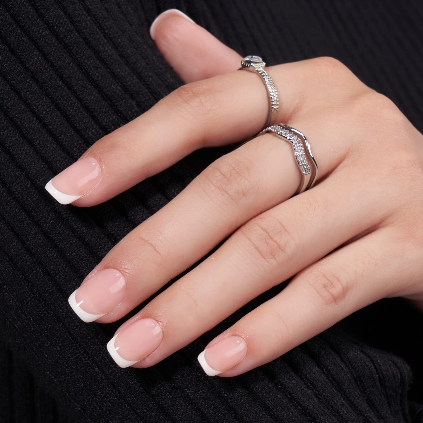 BTArtbox Press On Nails Short - Supremely Fit & Natural Soft Gel French Tip Press On Nails, Glue On Nails with Nail Glue, White French & Classic White
