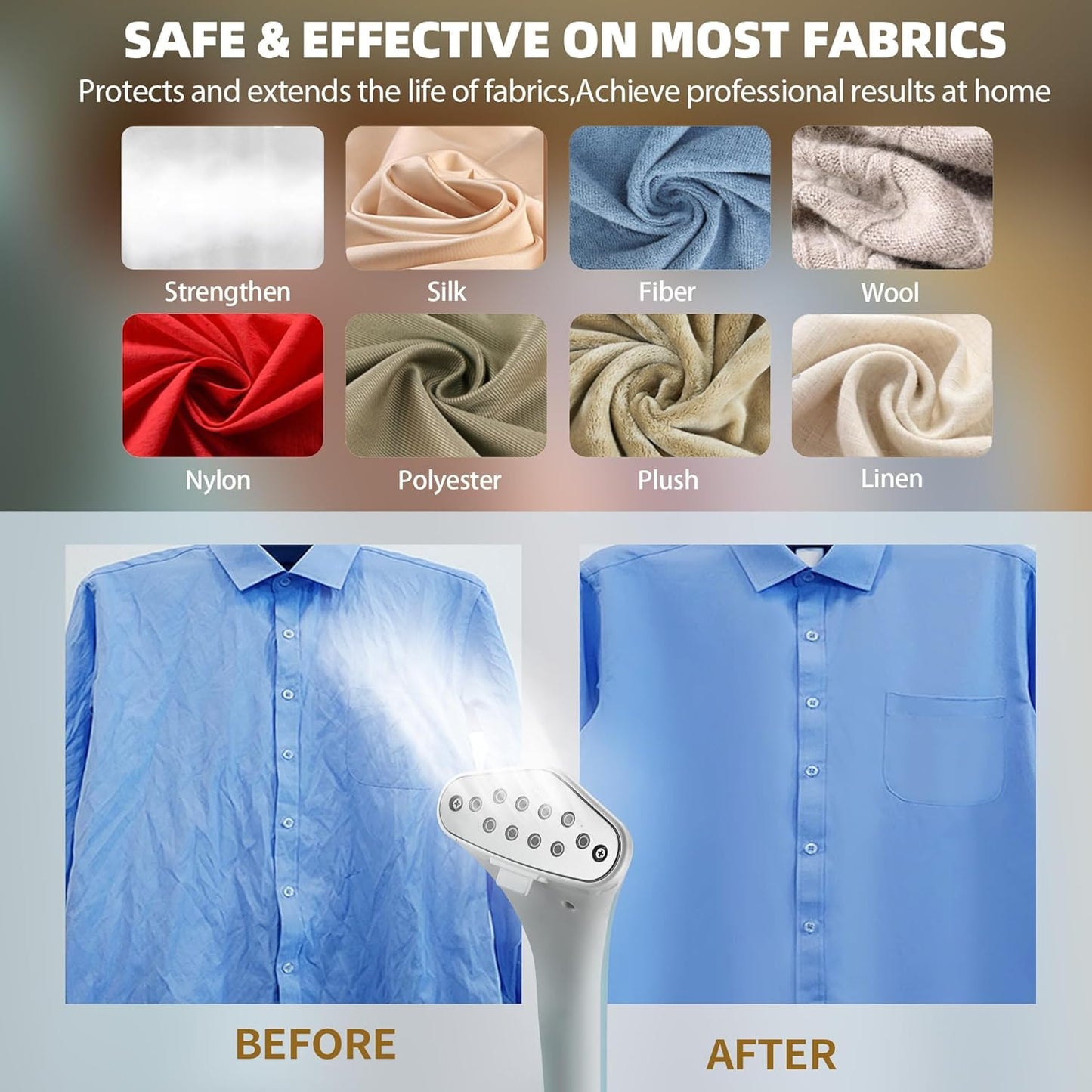 Upright Steamer for Clothes 1350W Turbo Boiler Standing Garment Steamer 1.6L Water Tank 1h Continuous Steam Flat&Hanging Ironing Double Retractable Rod 10 Modes 30s Fast Preheat for all Fabrics