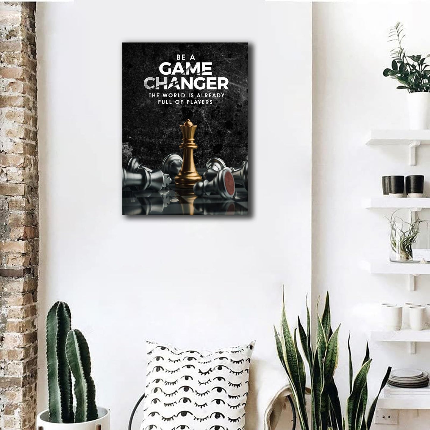 Inspirational Wall Art Be A Game Changer The World Is Already Full of Players Wall Decor International Chess Motivational Poster Canvas Painting Prints Wall Pictures for Home Decor Framed
