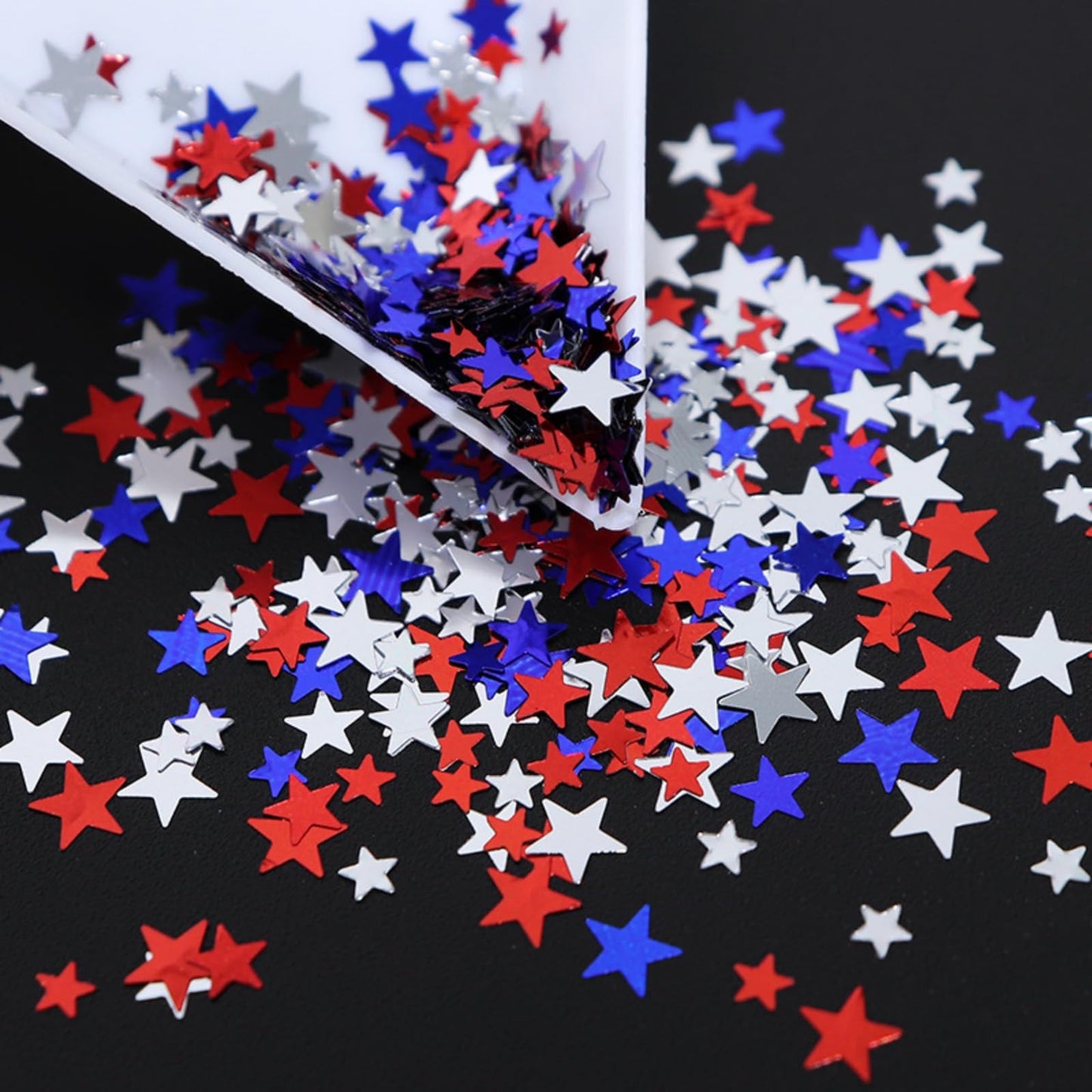 Star Nail Glitters 4th of July Nail Art Sequins Holographic Red Blue Gold Silver Nail Flakes Sparkly Glitter Nails Sequins Independence Day Glitter for Women Manicure Art 1 Box 4 Color
