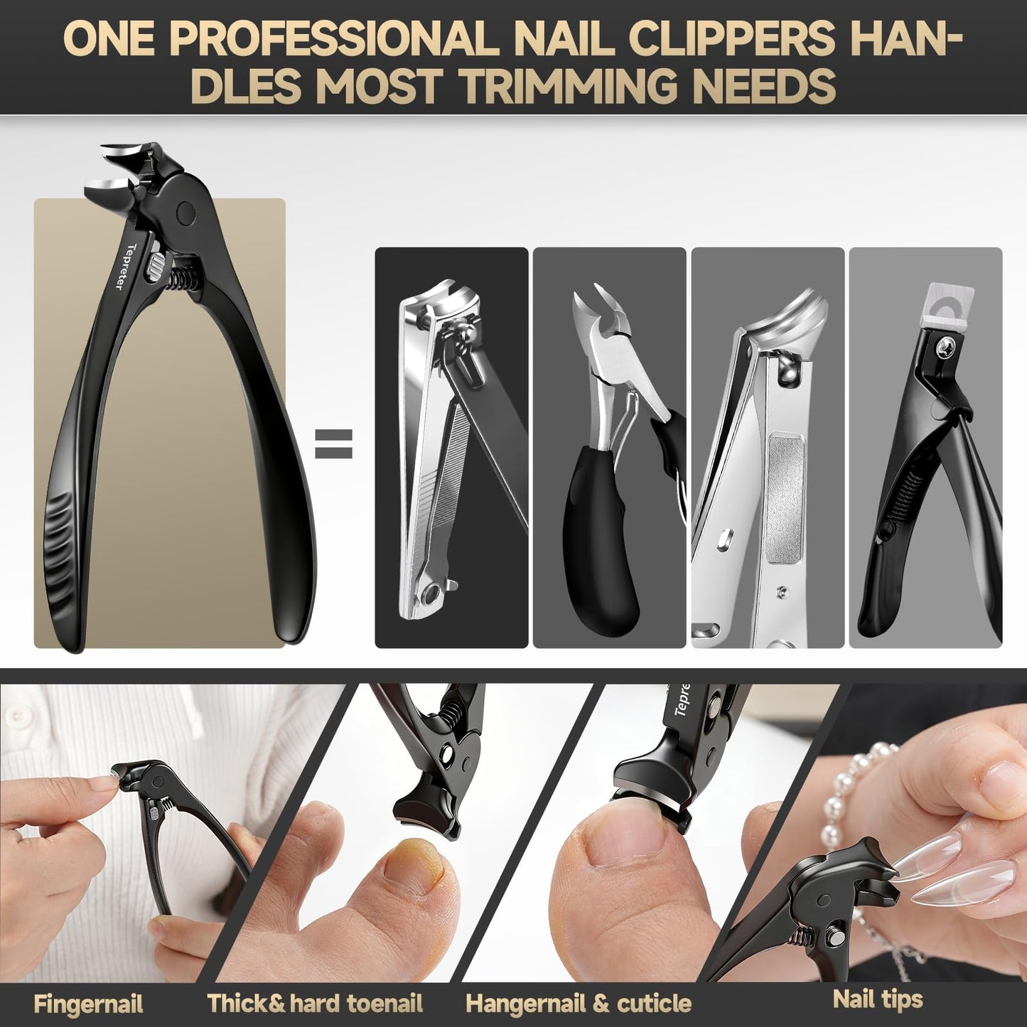 Toenail Clippers for Seniors, Heavy Duty Thick Nails Fingernail Clipper, Ergonomic Long Handle Angled Head Large Nail Cutter with Catcher for Men Women Manicure Set with Travel Case, Mothers Day Gifts