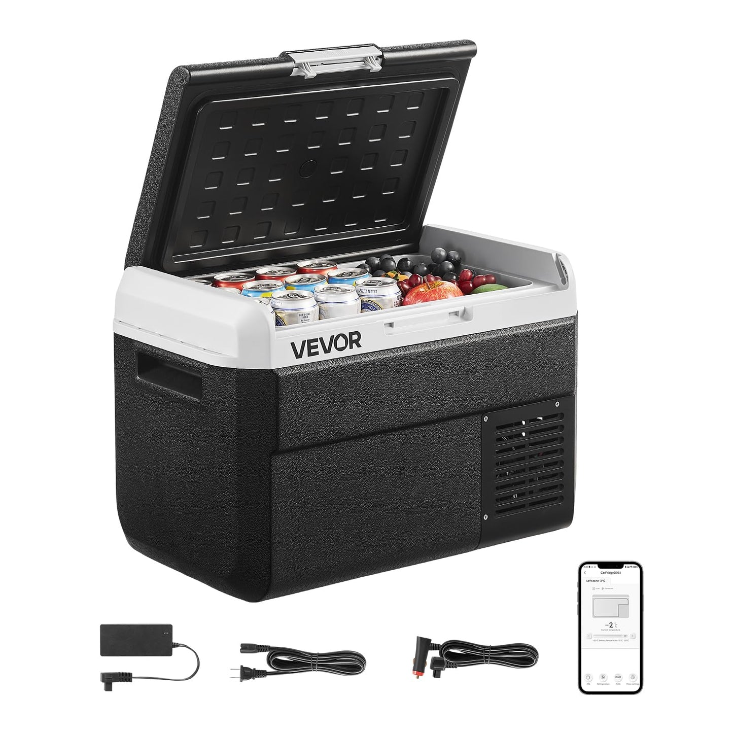 VEVOR 12 Volt Car Refrigerator, 26.4QT/25L Car Fridge, Portable Electric Cooler with -4℉~68℉ Adjustable Temperature, 12/24V DC and 100-240V AC Compressor Freezer for Outdoor, Camping, Travel, RV