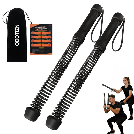 Ropeless Battle Ropes for Home Gym for Men & Women, Portable Cordless Weighted Workout Rope Set with Storage Bag & Workout Guide, Cordless Battle Ropes Alternative for HIIT Cardio(Black)