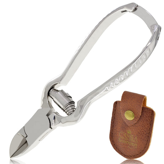 Camila Solingen CS13 Large Heavy Duty Toe Nail Clipper for Thick Toenails, Manicure & Pedicure, Double Barrel Spring. Super Sharp Trimmer Curved Carbon Steel 20mm Blade Made in Solingen, Germany