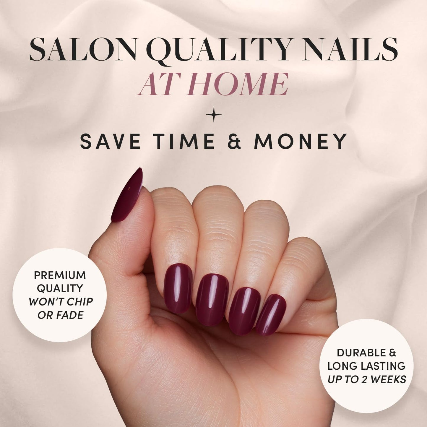 Glamnetic Press-On Nails Bundle - Fall Mauve, Berry Maroon & Cherry Glaze | Opaque Muted Blush Mauve Oval False Nails | Opaque Dark Red Maroon Short Round False Nails | Round Bright Cherry