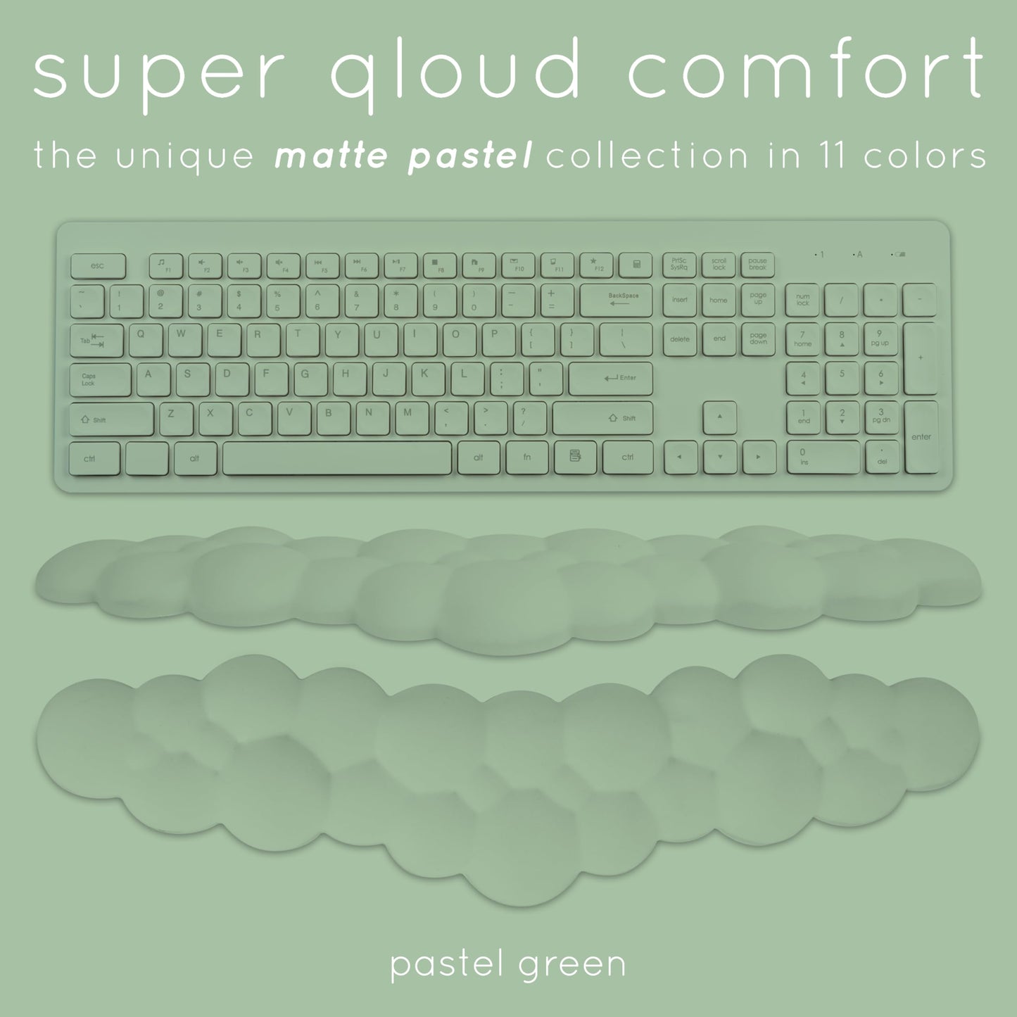 Green Cloud Keyboard Wrist Rest – Create-ables Qloud Green Wrist Rest for Computer Keyboard and Mouse, Ergonomic Memory Foam Wrist Pad with Non-Slip Base, Includes Cloud Mouse Pad