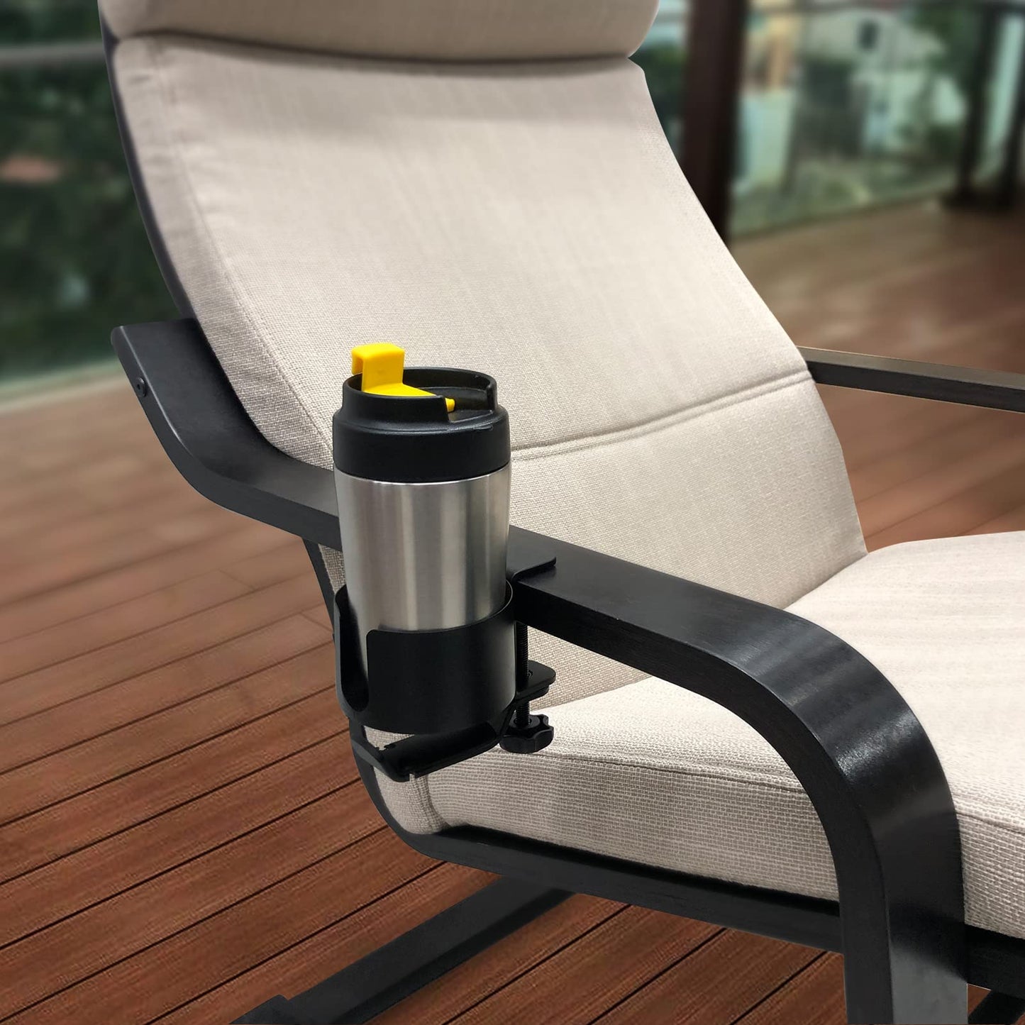 AirTaxiing Desk Cup Holder with Headphone Hanger - Anti-Spill Table Cup Holder for Water Bottles, Wheelchairs, Workstations, Gaming Desk Accessories