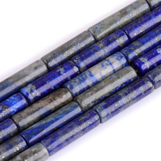 HAAMIIQII Natural Blue Lapis Lazuli Tube Beads 13x4mm Column Stone Cylinder Gemstone Loose Beads for Jewelry Making Strand 15 Inch (28-29pcs)