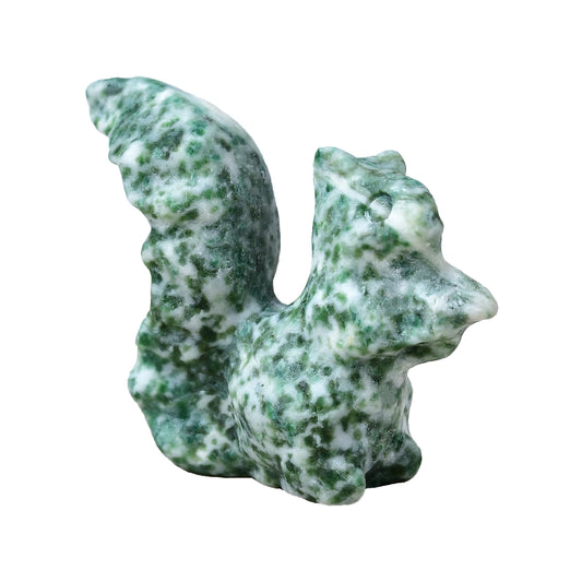 DZJXBZhu Qinghai Emerald Squirrel Crystal Healing Stone Spiritual Meditation Pocket Figurine Statue Natural Gemston Hand Carved Polished Home Room Office Desk Decoration Gift Collect