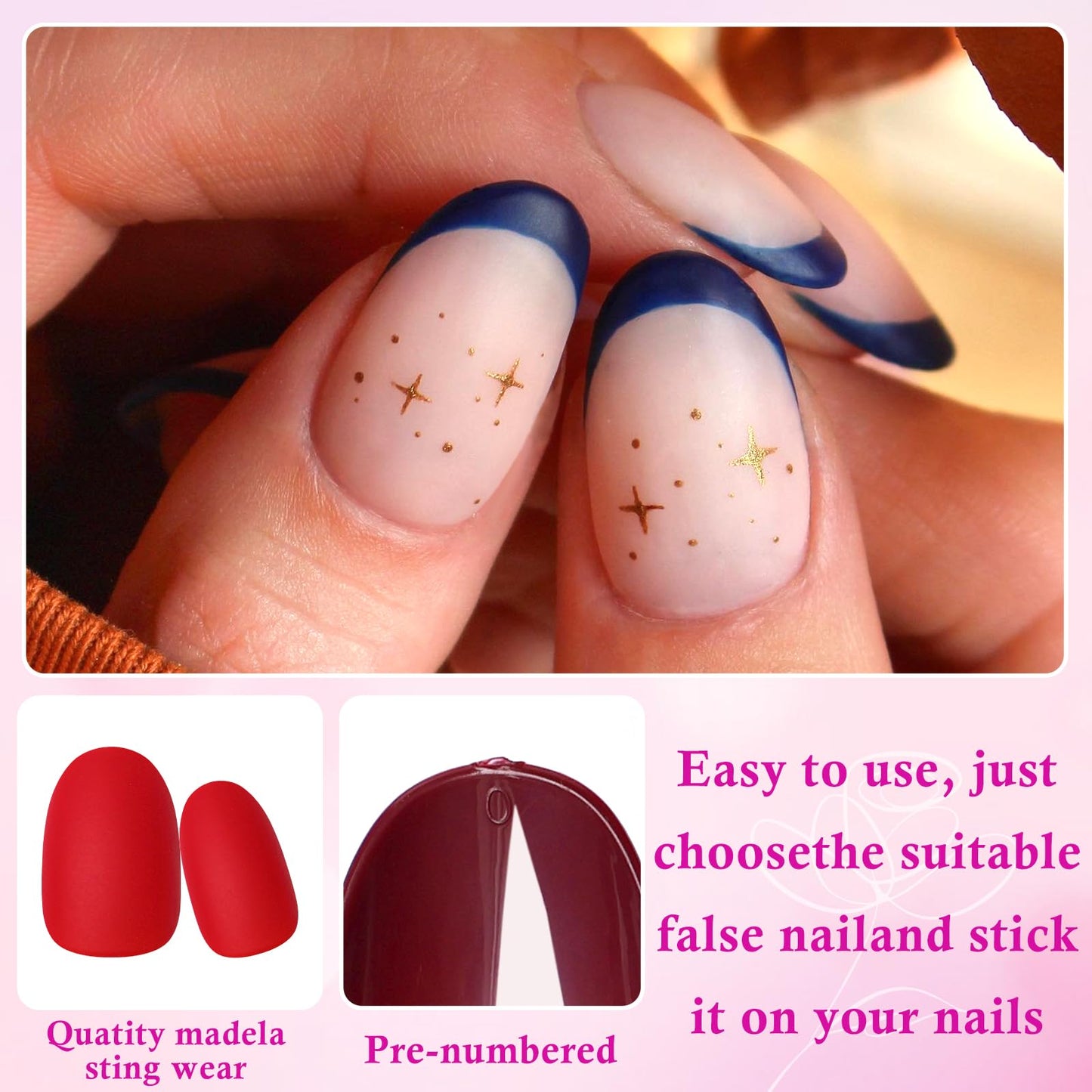 LoveOurHome 576pc Round Almond Press on Nails Short Fake Nail with Glue Tabs, Oval Glue on Nails Press ons Nail Oval Acrylic Nails Short False Nails Women Girls Matte Stick Artificial Fingernail