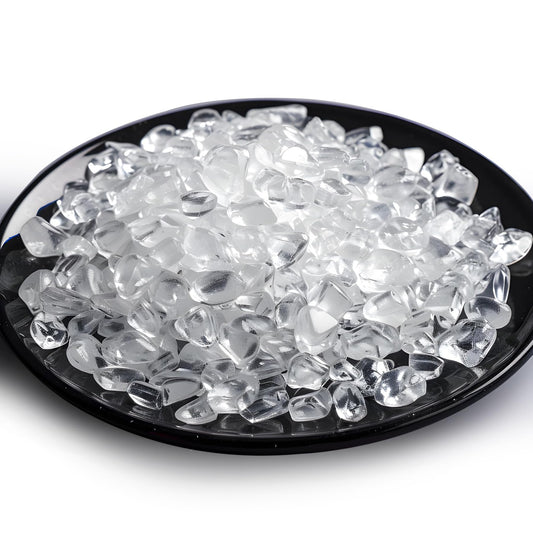 SigMntun Polished Clear Quartz Crystal Chips 200 Pcs - 0.3", Tumbled Stone Chips Crushed Sea Glass Stones Healing Reiki Crystal Making Home Decoration