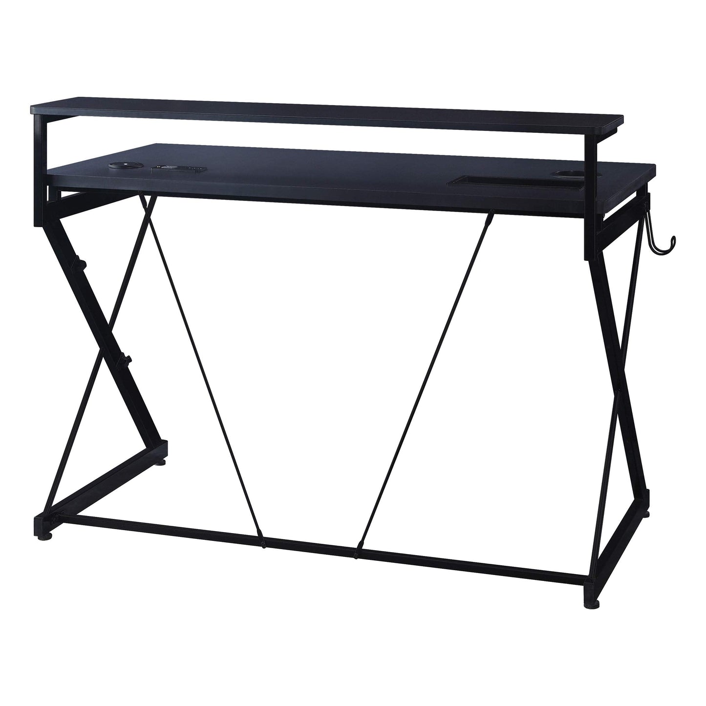 OSP Home Furnishings Emulator Battlestation Gaming Desk with RGB LED Lights, Black