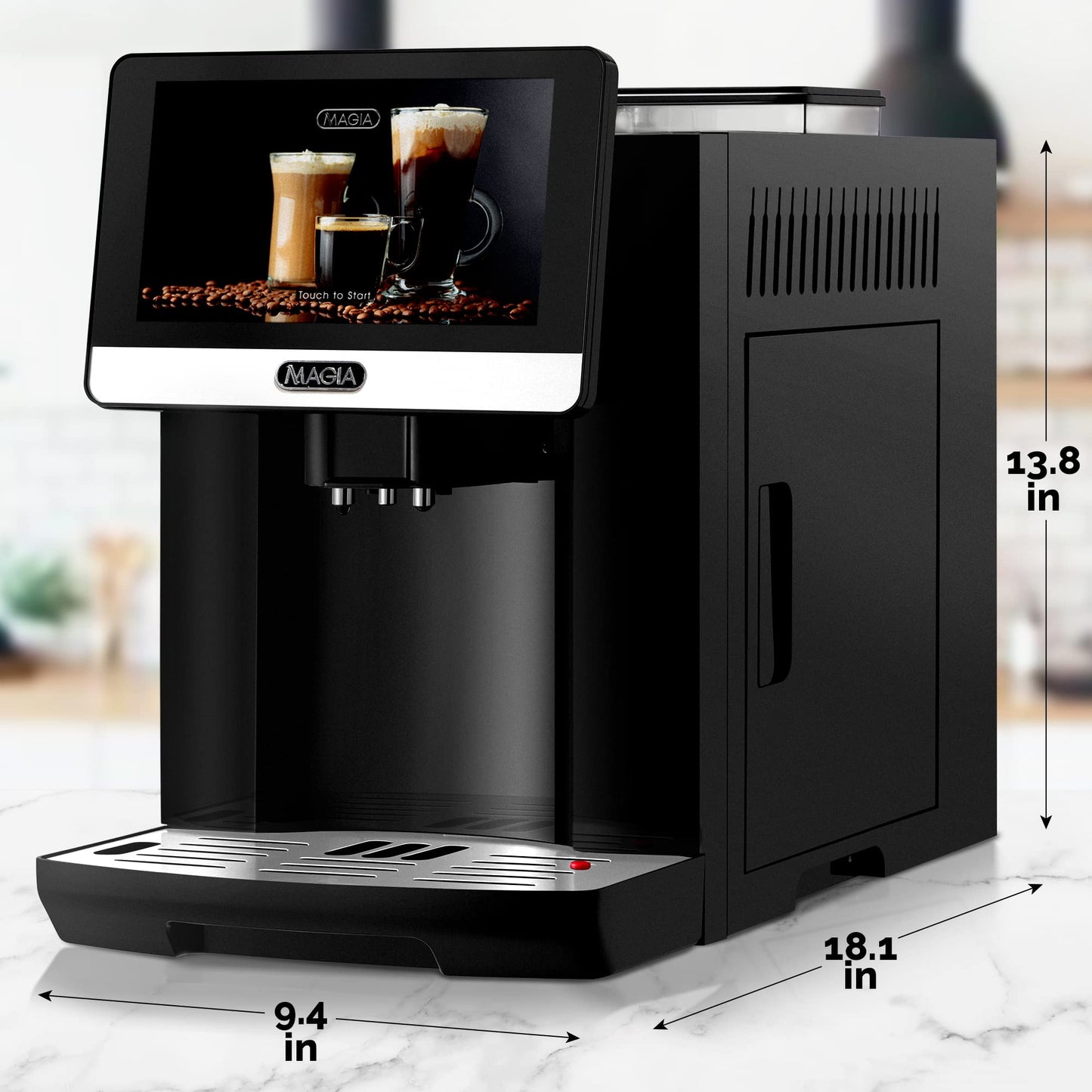 Zulay Magia Fully Automatic Espresso Machine With Grinder - 19 Customizable Coffee Options - Auto-Cleaning For Easy Maintenance - Milk-Foam System For Latte, Cappuccino - New Silver (13.8x18x9.4)