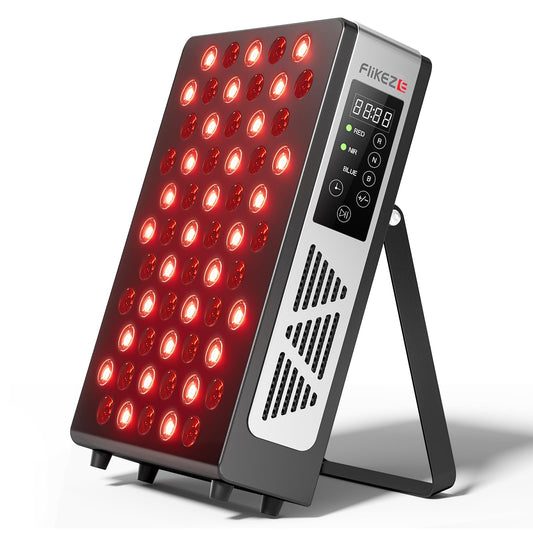 FLIKEZE Red Light Therapy for Body Face, 3+4 Chips 7 Wavements 460nm-880nm Red Light Panel with 4 Modes, Dimmable & Timer, Blue Lights Infrared Light Therapy for Home Office Gym, Elite 60 LEDs