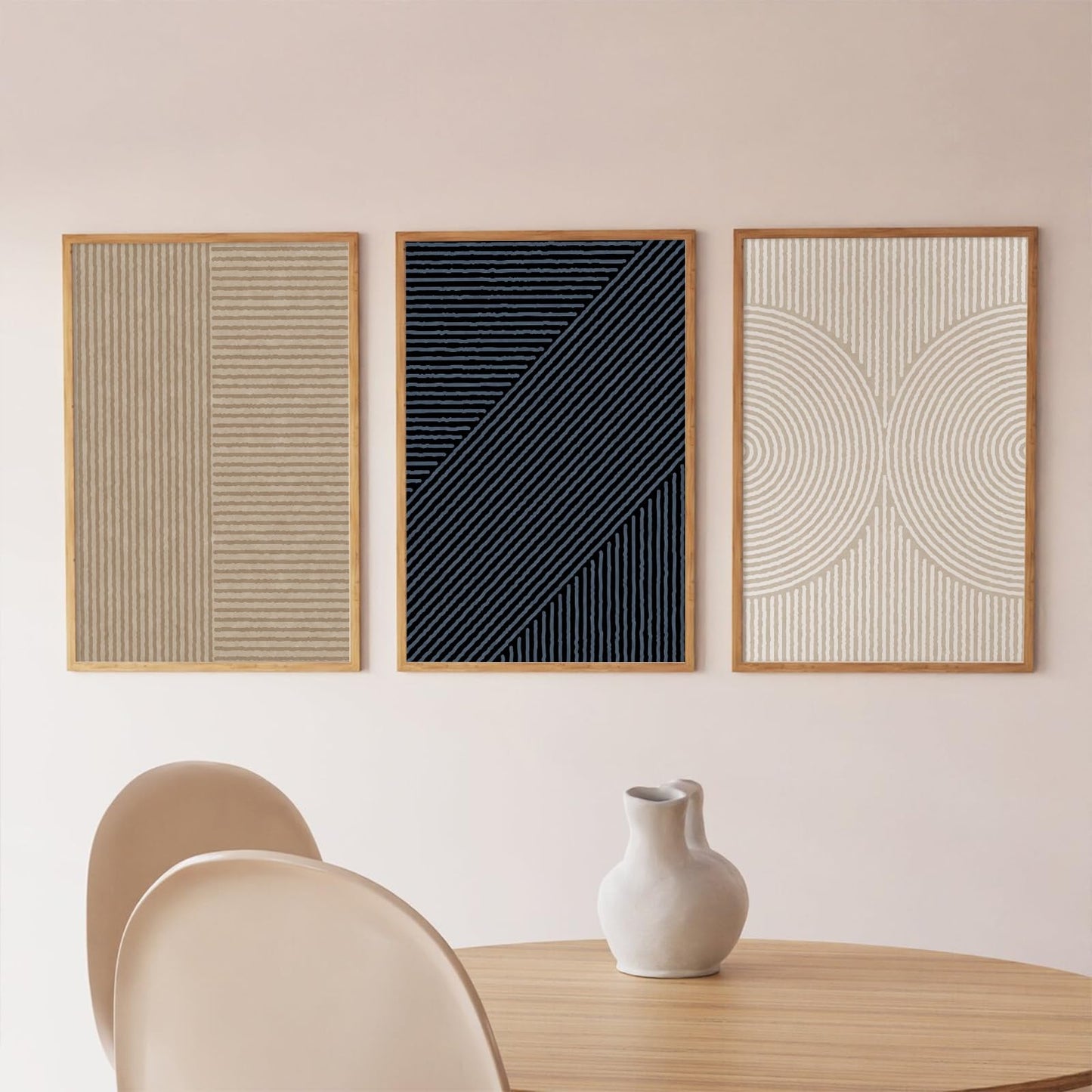 Modern Abstract Pictures Wall Art Boho Neutral Canvas Wall Art Minimalist Wall Decor Black Brown Artwork Abstract Modern Painting Prints for Living Room Bedroom 16x24 Inch Set of 3 (UNFRAMED)