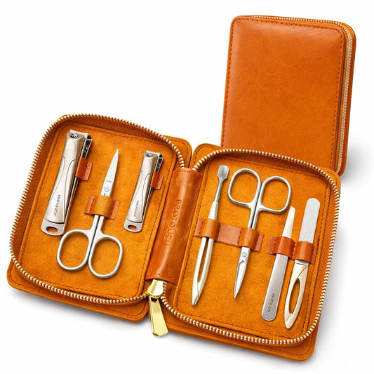 PROTOUCH Premium Manicure Set for Men & Women, Professional Nail Grooming Kit, Nail Clipper Set with Precision Stainless Steel Tools, Elegant Vegan Leather Travel Case, Luxury Gift Set
