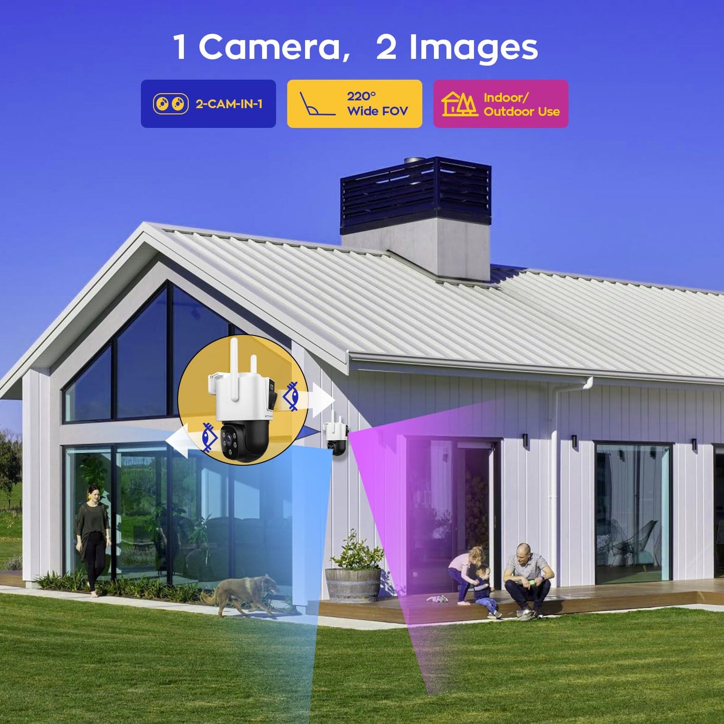 XMARTO [16 Dual-Lens Camera Bundle] 32-View Long Range WiFi6 Mesh Security System, 16CH 4K Dual Band NVR, 4MP 180°+Static FOV & 360°PTZ AI Tracking, 24/7 Plug-in Surveillance, 1TB HDD, No Monthly Fee