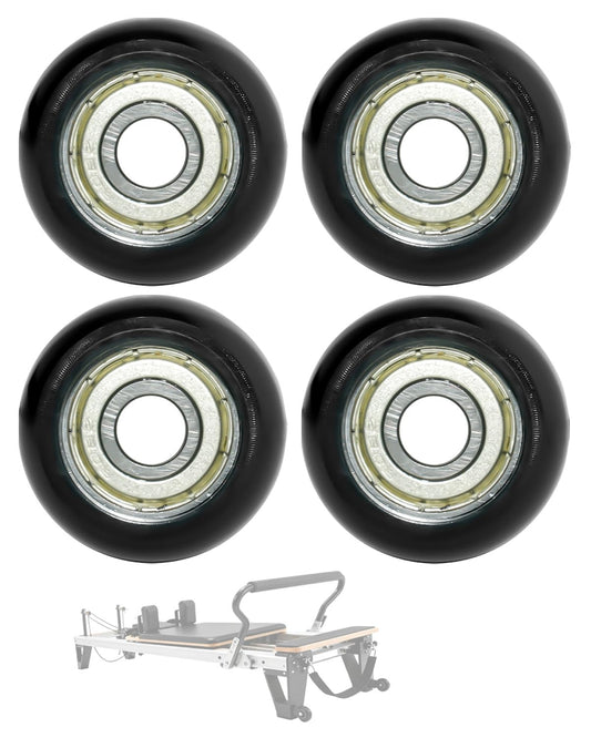 4 Pcs Replacement Roller Wheels Fit for Aero Pilates Reformer Machine, Pilates Reformer Replacement Parts, Black