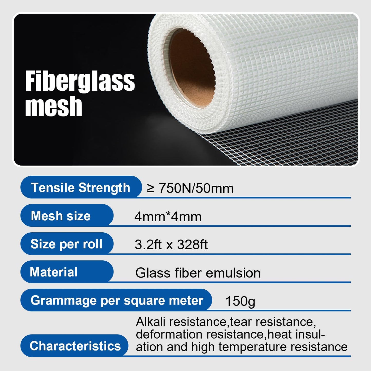 Fiberglass Mesh 3.2ft x 328ft,Fiberglass Mesh Plastering Mesh Enhanced Strength and Stability for Walls