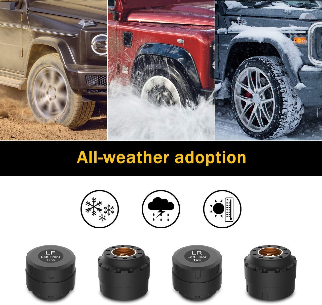 Tymate TPMS Tire Pressure Monitoring System - Large Colorful Screen TPMS, 4 Alert Modes with 4 Advanced External TPMS Sensors, Real-time Detection Tire Pressure&Temperature (0-87 PSI)