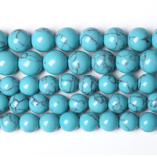 6MM 60PCS Light Blue Turquoise Spacer Loose Beads for Jewelry Making DIY Bracelet Necklace