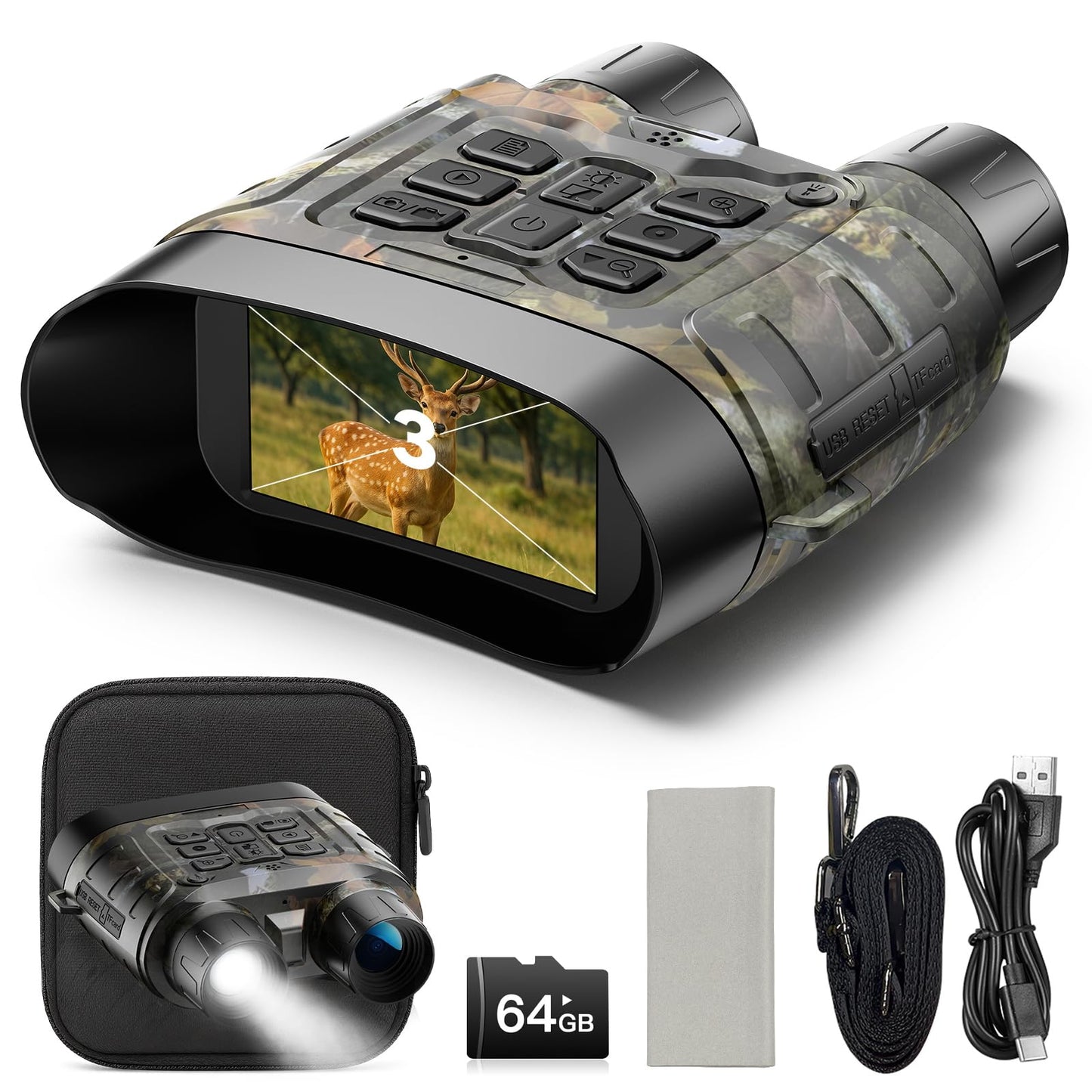VOOPEAK Night Vision Goggles - 4K Full-Color Night Vision Binoculars for Adults with 64GB TF Card - Digital Electronics Gift - Hunting Gifts for Men/Dad/Husband - Cool Tech Gadgets for Camping