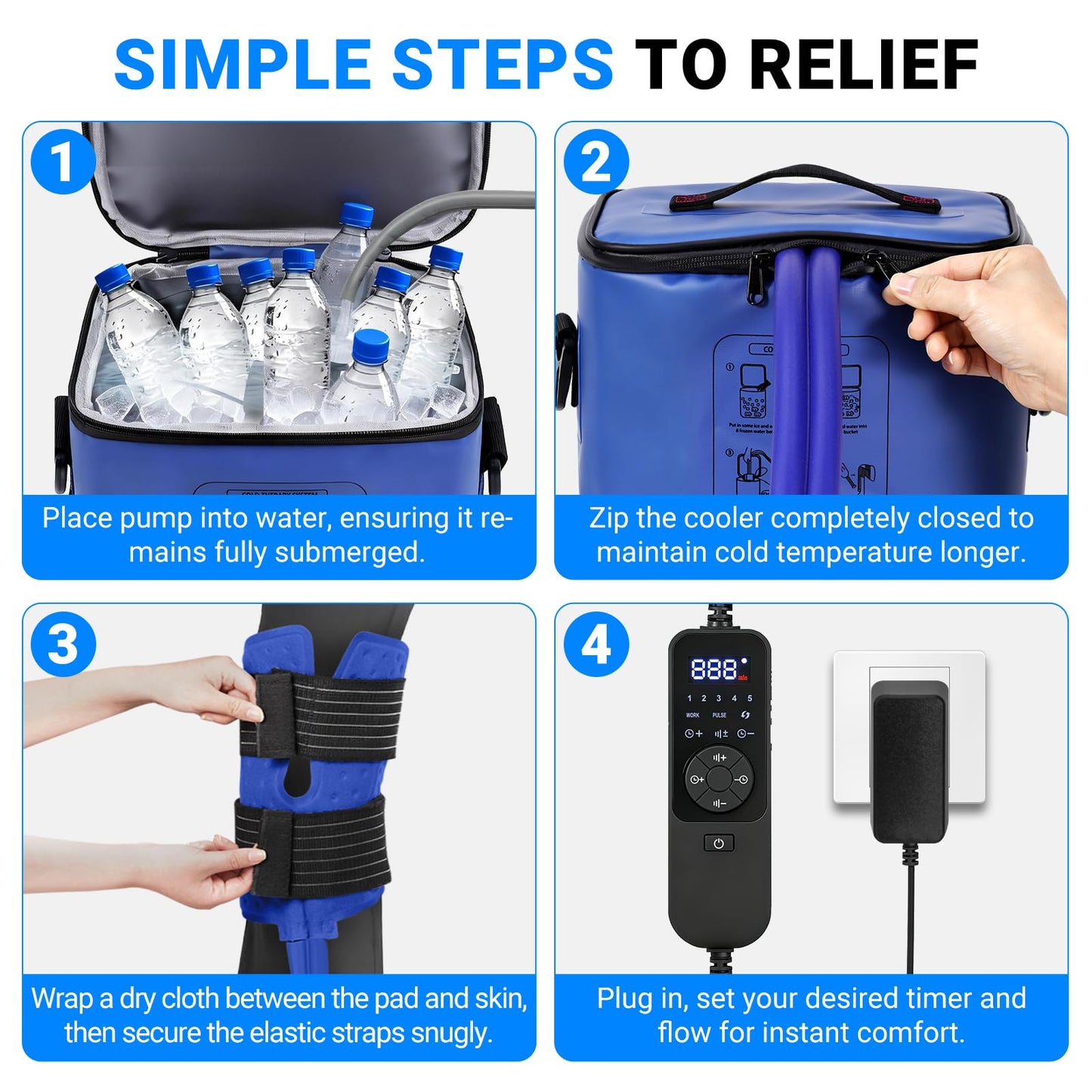 Cold Therapy Machine - Programmable Ice Machine for Knee After Surgery, Portable Ice Therapy Machine with Quiet Pump, Knee Replacement Recovery System, Cryotherapy Pain Relief w/Compression Pad