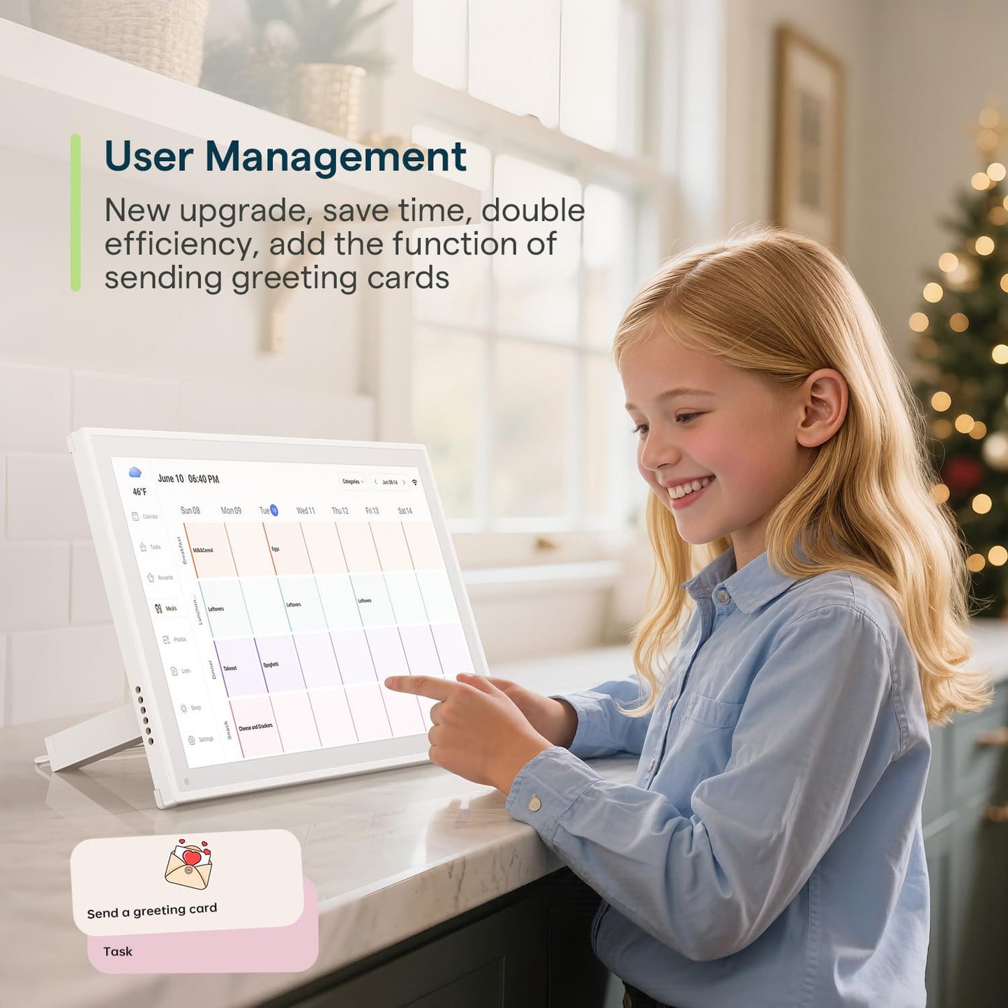 Digital Calendar, 10.1inch Smart WiFi Electronic Calendar&Chore Chart, IPS Touch Screen HD Display for Family Schedules, Share Moments Instantly from Anywhere