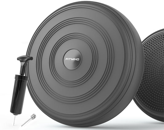 FITMIND Inflated Wobble Cushion,Dyna Disc,Circular Non-slip Texture for Comfortable Sitting,Wiggle Seat to Improve Posture, Fitness, Stability for Sensory Kids Adults,Balance Seat with Pump for Core Strength