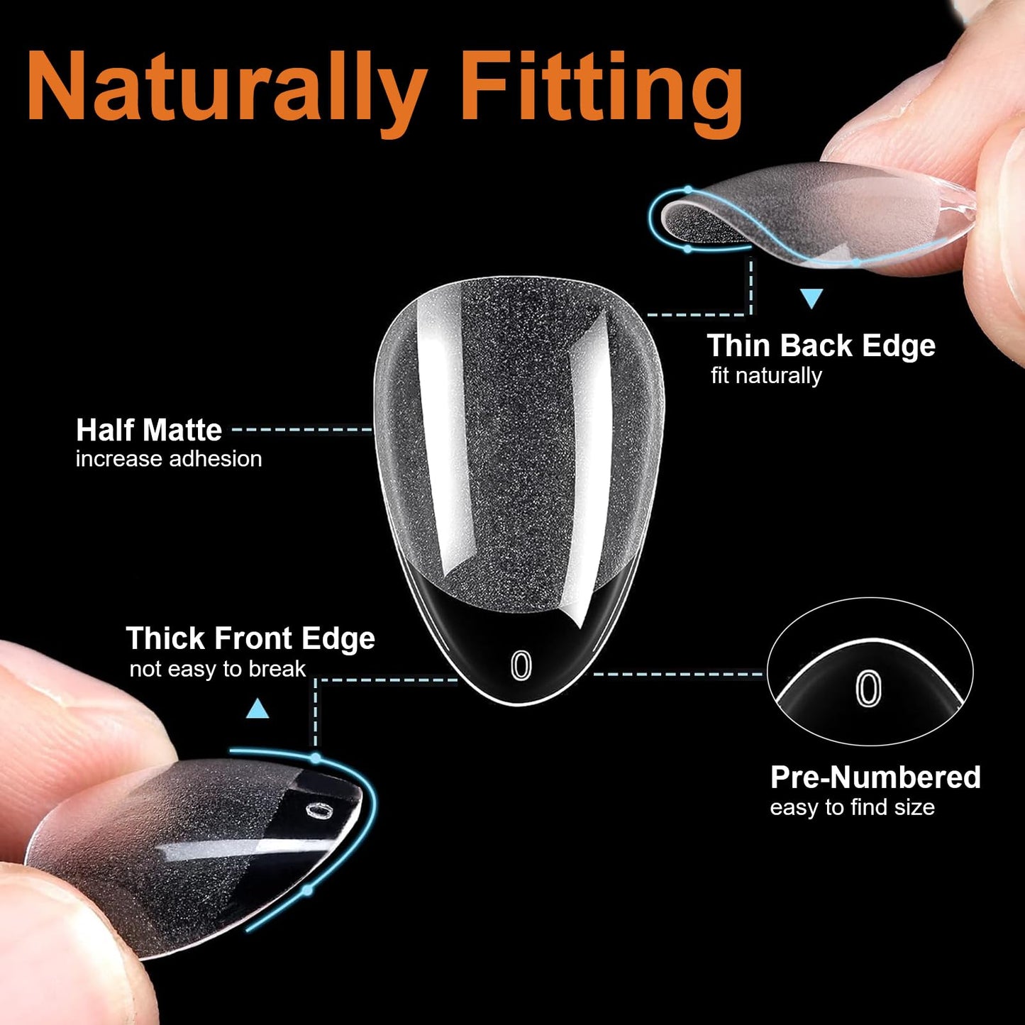 Extra Long & Extra Short Soft Gel Nail Tips Kit, Nail Extenstion Manicure Home Salon DIY Pre-shaped Clear Almond Square Stiletto Press On Nails, BlueZOO