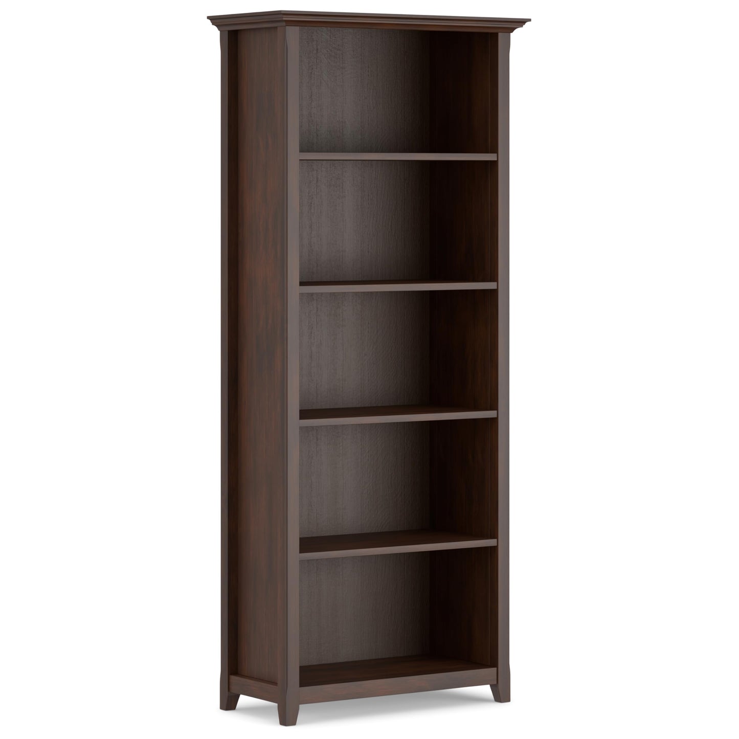 SIMPLIHOME Amherst Desk and Bookcase Bundle - 54 inch Wide Solid Wood Desk with Drawers and 30 inch Wide 5-Shelf Bookcase in Russet Brown, Transitional Home Office Furniture (Set of 2)