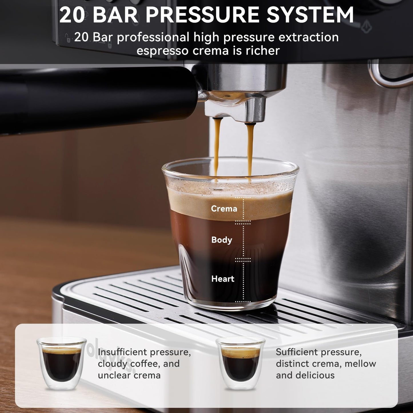 olayks. Travel Steamer for Clothes, Fashion Portable Handheld Garment Steamer, 15S Heat Up and Professional 20-Bar Espresso Coffee Maker, Semi-Automatic with Steam Wand Milk Frother