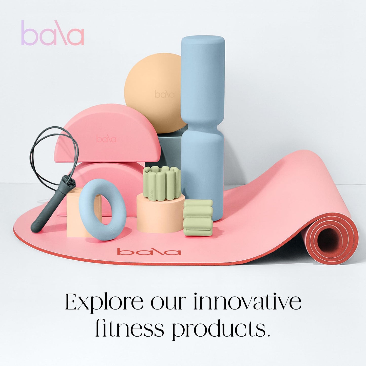 Bala Yoga Mat for Home Gym, 5mm (Sea) - Non Slip Exercise Mat for Home Workout, Stretching, Pilates, Aerobics & Floor & Fitness Work Out - Indoor Exercising Mat