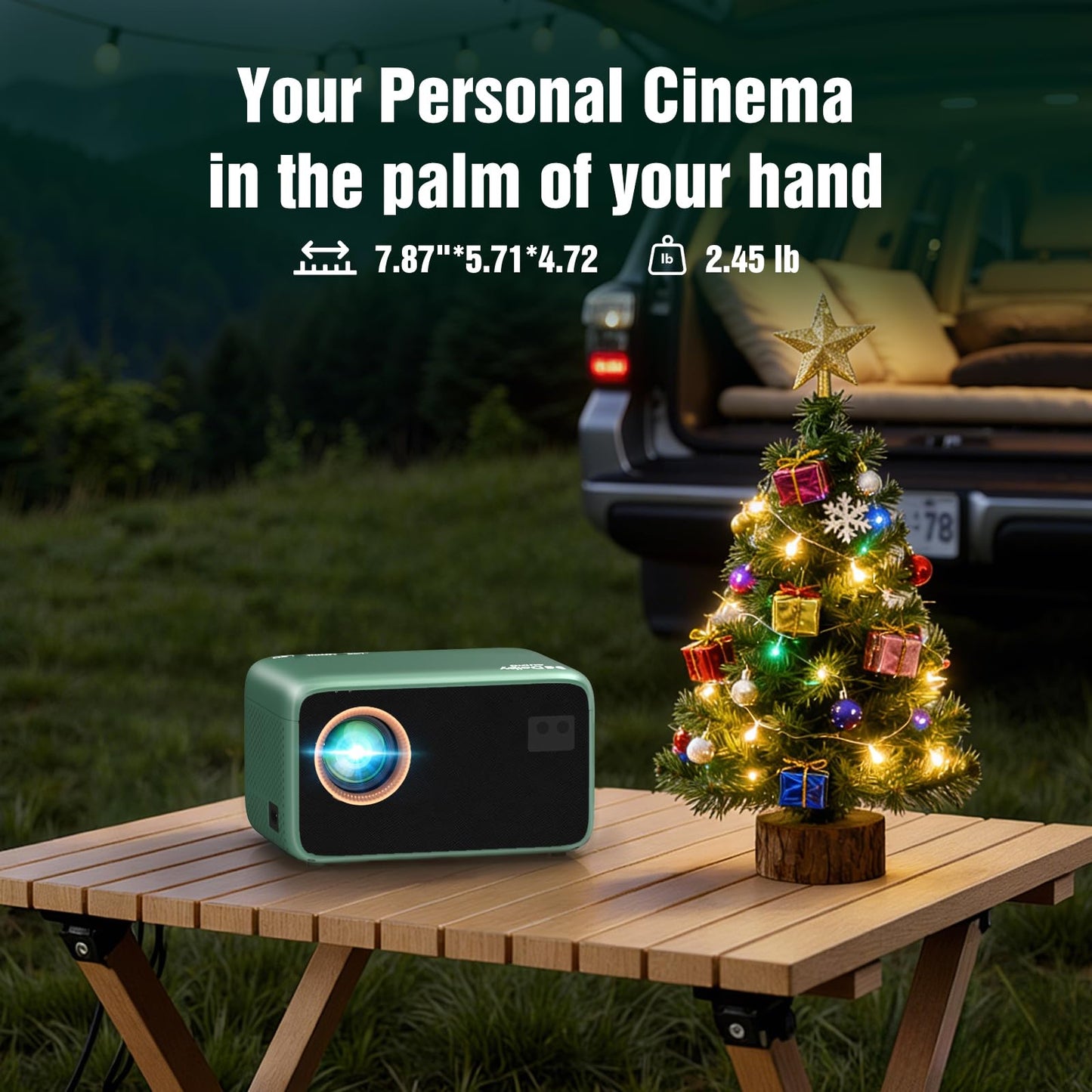 TMY 4K Projector with WiFi Bluetooth, Compatible with Netflix/Prime Video/YouTube, Outdoor Portable Home Theater Movie Projector, Smart Mini Projector for Indoor Outdoor Movies, Gaming and Camping