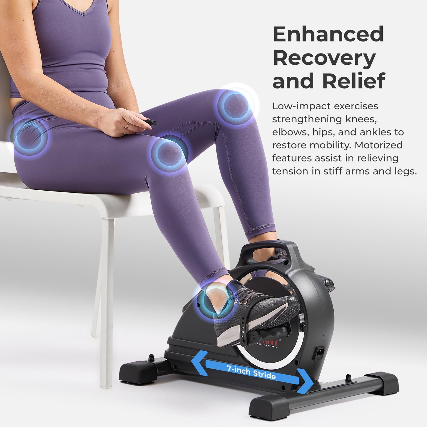 Sunny Health & Fitness Dual Function Smart Motorized Mini Bike Trainer, Under Desk Exercise Machine for Senior Training, Arm/Leg Cardio Cycle Workout, Free SunnyFit App Bluetooth Link-SF-B020029SMART