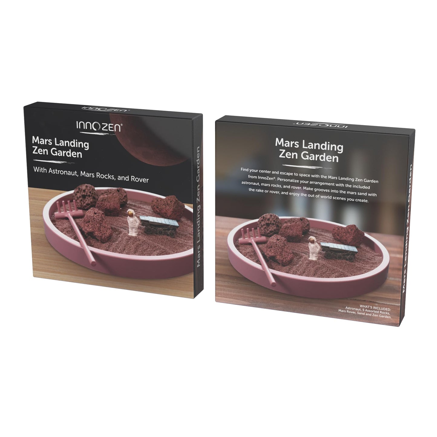 InnoZen Mars Landing Zen Garden Japanese Decor- Zen Sand Garden for Desk- Drift sandscape- Sand Tray Therapy kit- Zen Garden for Desk - Zen Decor - Desktop Zen Garden Tray