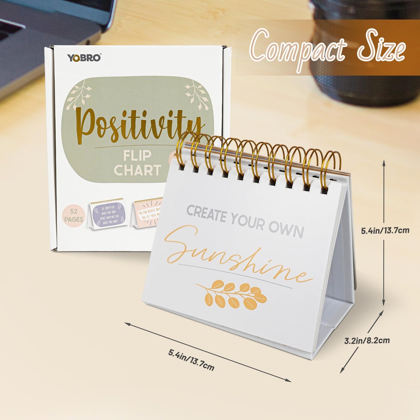 Inspirational Gifts for Women, Motivational Desk Calendar, Desktop Flip Calendar with Daily Positive Affirmations & Happy Quotes, Office Desk Decor & Accessories for Women, Green