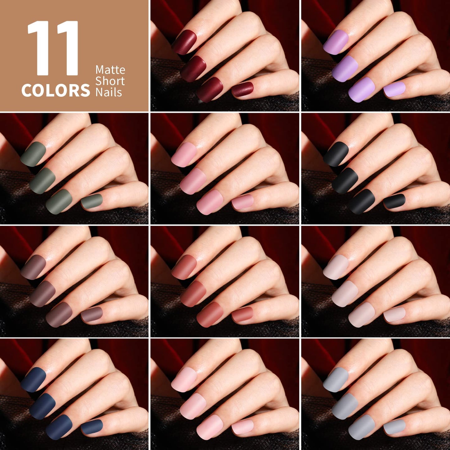 Teenitor 576Pcs Short Square Press On Nails Kit with Matte, Glossy, Glitter, and French Designs