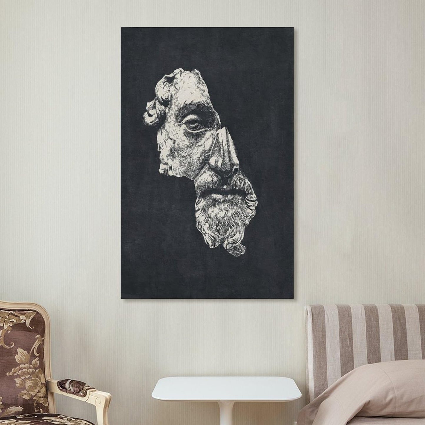 Marcus Aurelius Antoninus Ink Dark Stoic Philosophy Portrait Canvas Printing Wall Art Prints Wall Decor Posters Scandinavian Bohemian Living Room Bedroom Office Study 16x24inch(40x60cm)