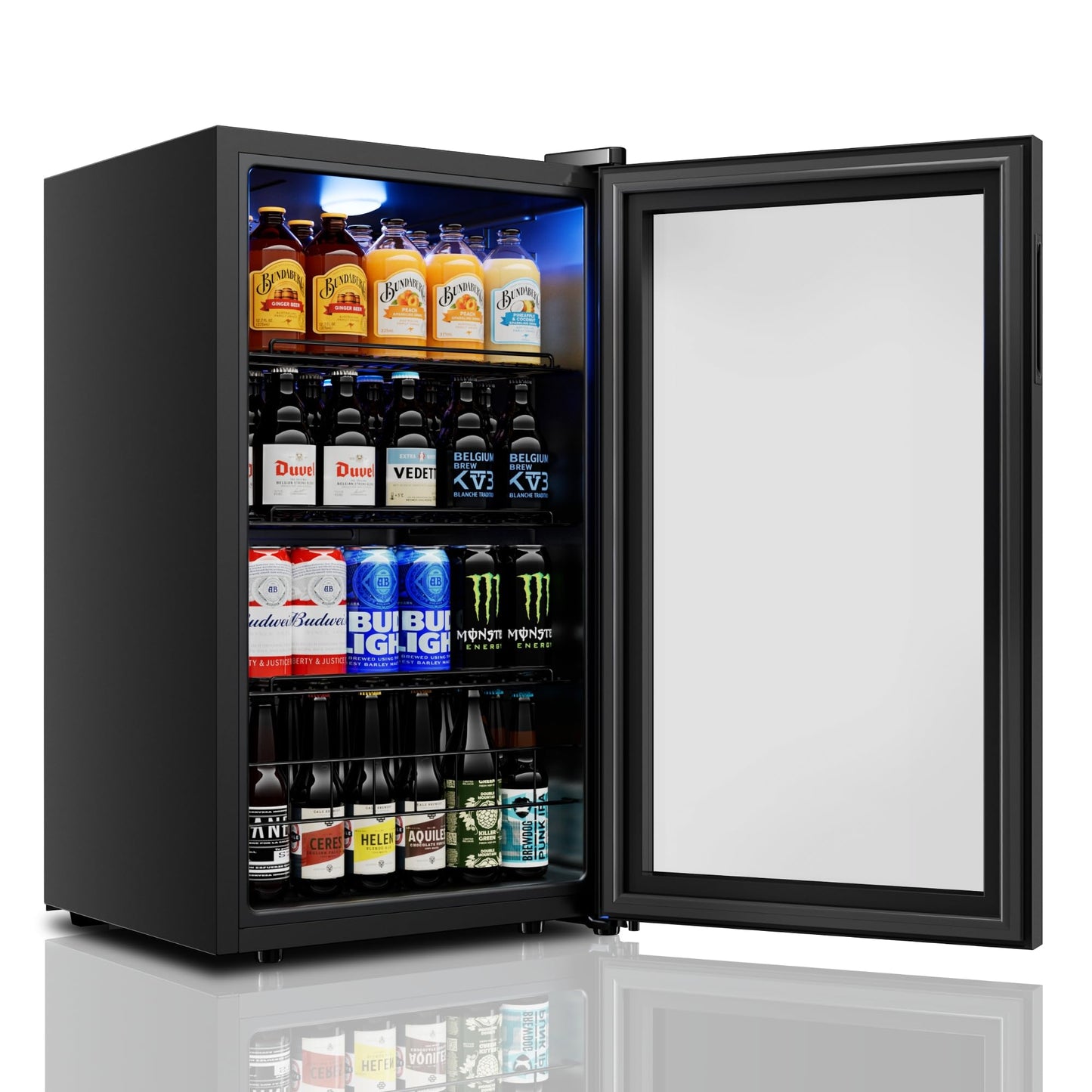 Yeego Beverage Refrigerator Cooler, 130 Cans Mini Fridge with Glass Door Beverage Fridge with Adjustable Shelves for Soda Beer or Wine, Beverage Cooler with Digital Temperature Control for Home Office