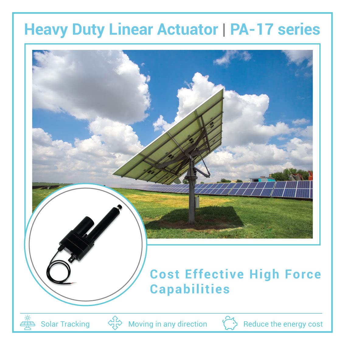Progressive Automations 12V High Force Linear Actuator - 20 inches Stroke, 850 lbs Force, Industrial, Heavy Duty Linear Actuator with IP65 Protection for Agriculture Automotive Industry, PA-17