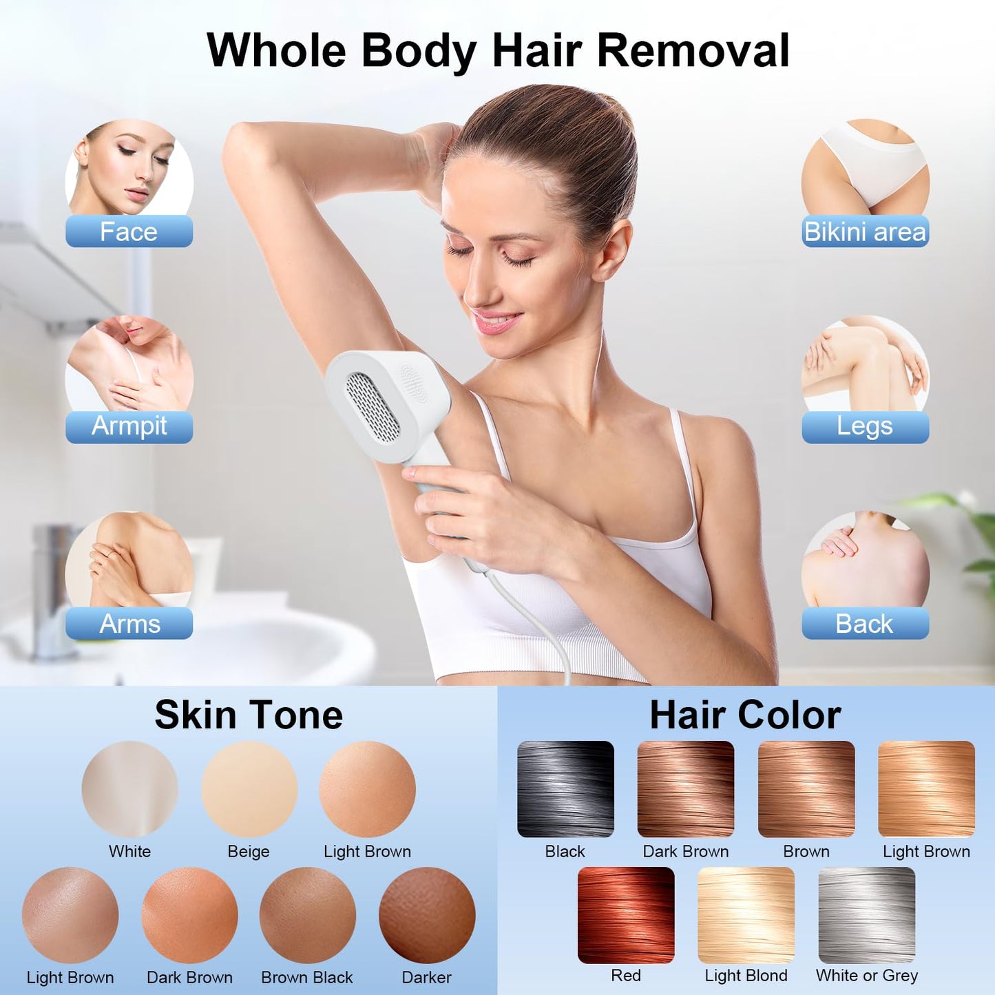 IPL Cooling Hair Laser Removal Device for Women, OPT Laser Hair Removal Device with Ice Cooling Flashes Permanent Hair Removal