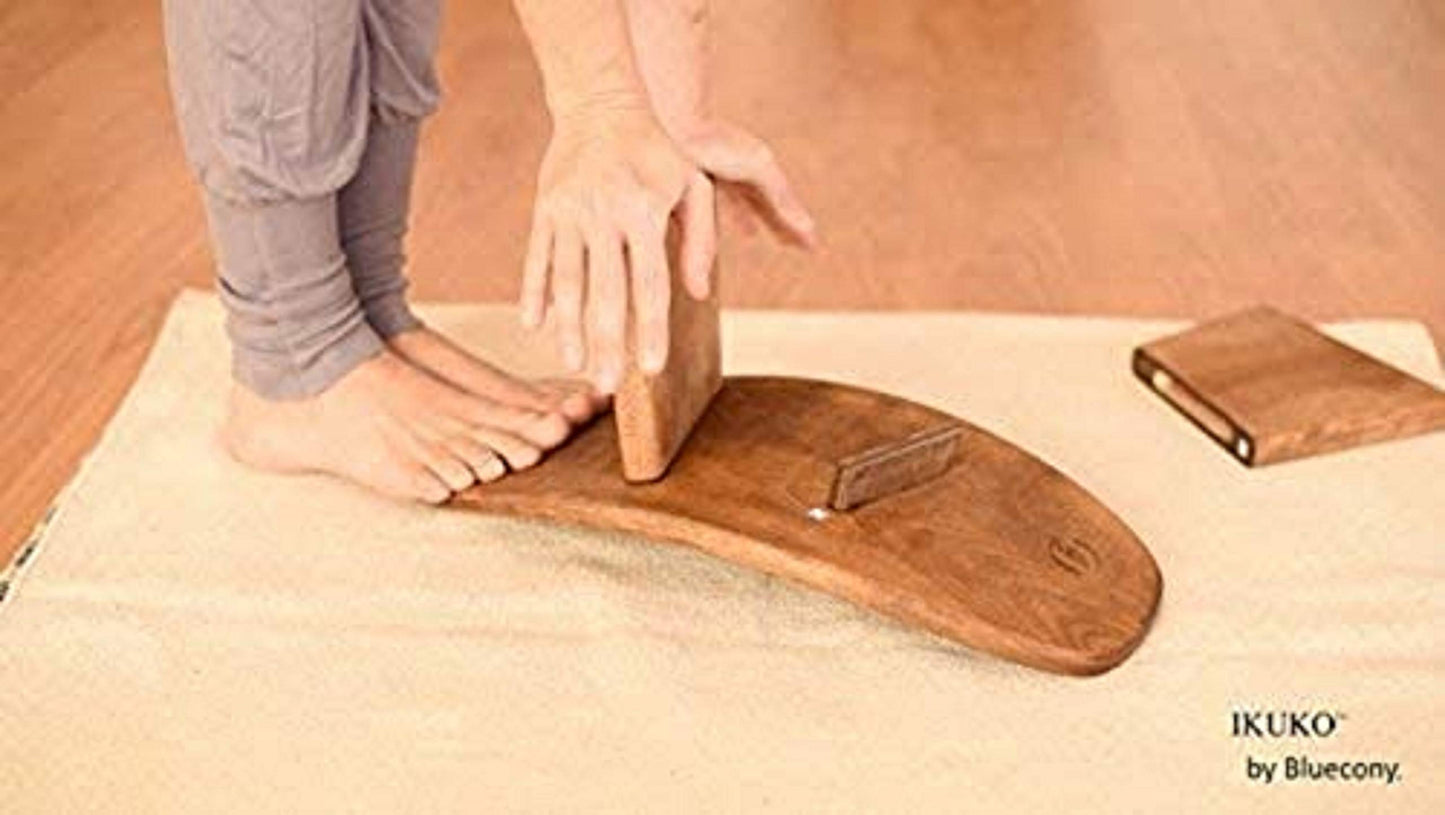 BLUECONY Meditation Bench IKUKO Original, Portable Version with Bag, Locally Handmade Yoga Exercise Wooden Kneeling Ergonomic Seiza Seat - Dark Walnut, Standard Height (7" or 18cm)