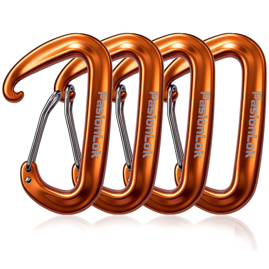 PasionLok Carabiner Clips Heavy Duty 12KN, 4 Pack Aluminum Carabiner Keychain, Small D Ring Hook for Hammock Camping Essentials, Backpack Key Ring Clip, Dog Leash, Multi Color