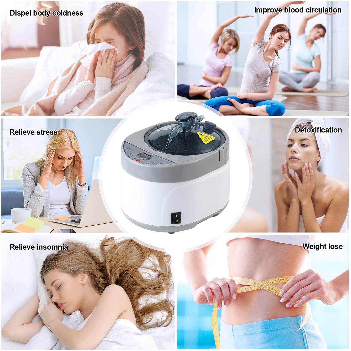 Smartmak Full Size Steam Sauna, One or Two Person Whole Body Large Space Home Spa, 4L Steamer Included-Darkgrey